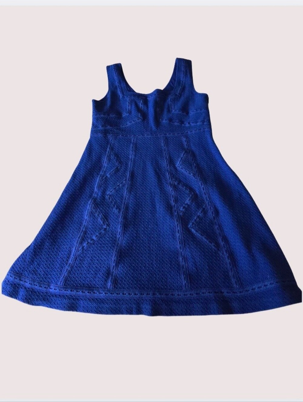 Anthropologie Maeve Emma Dress Royal Blue Size 16 (XL) Textured Knit Lace Mini
